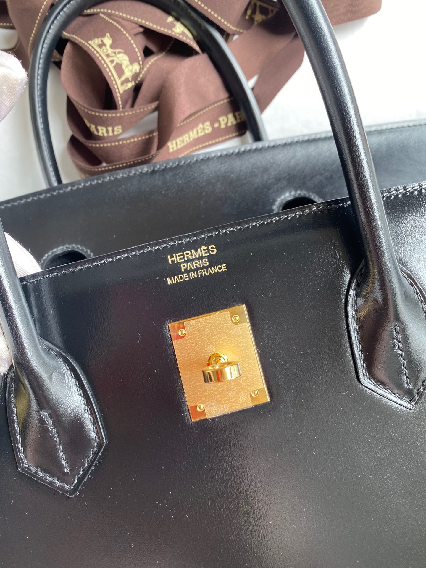 Hermes Birkin 40 Retourne Handmade Bag In Black Box Calfskin