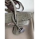 Hermes Touch Birkin 25 Bag In Gris Asphalt Shiny Niloticus Crocodile Skin