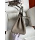 Hermes Touch Birkin 25 Bag In Gris Asphalt Shiny Niloticus Crocodile Skin