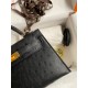 Hermes Kelly Mini II Sellier Handmade Bag In Black Ostrich Leather