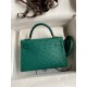 Hermes Kelly Mini II Sellier Handmade Bag In Vert Vertigo Ostrich Leather