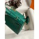 Hermes Kelly Mini II Sellier Handmade Bag In Vert Vertigo Ostrich Leather