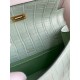 Hermes Kelly Pochette Handmade Bag In Vert D'eau Matte Alligator Leather