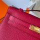 Hermes Kelly Pochette Handmade Bag In Rouge Grenat Epsom Calfskin