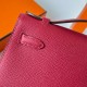 Hermes Kelly Pochette Handmade Bag In Rouge Grenat Epsom Calfskin