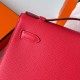 Hermes Kelly Pochette Handmade Bag In Rose Japour Epsom Calfskin