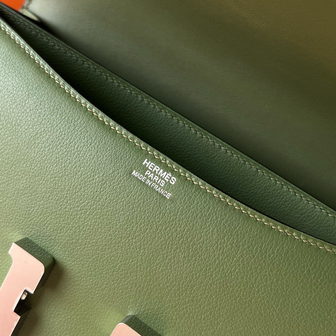 Hermes Constance Elan Handmade Bag In Canopee Evercolor Calfskin