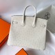 Hermes Birkin 25 Retourne Handmade Bag In Beton Ostrich Leather