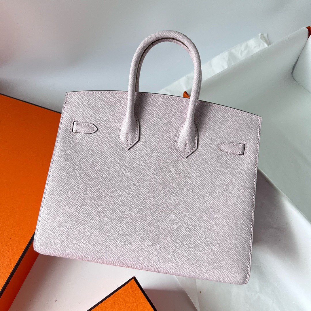 Hermes Birkin 25 Sellier Handmade Bag In Mauve Pale Epsom Calfskin