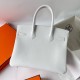 Hermes Birkin 30 Retourne Handmade Bag In White Clemence Leather