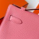 Hermes Kelly Pochette Handmade Bag In Rose Confetti Epsom Calfskin