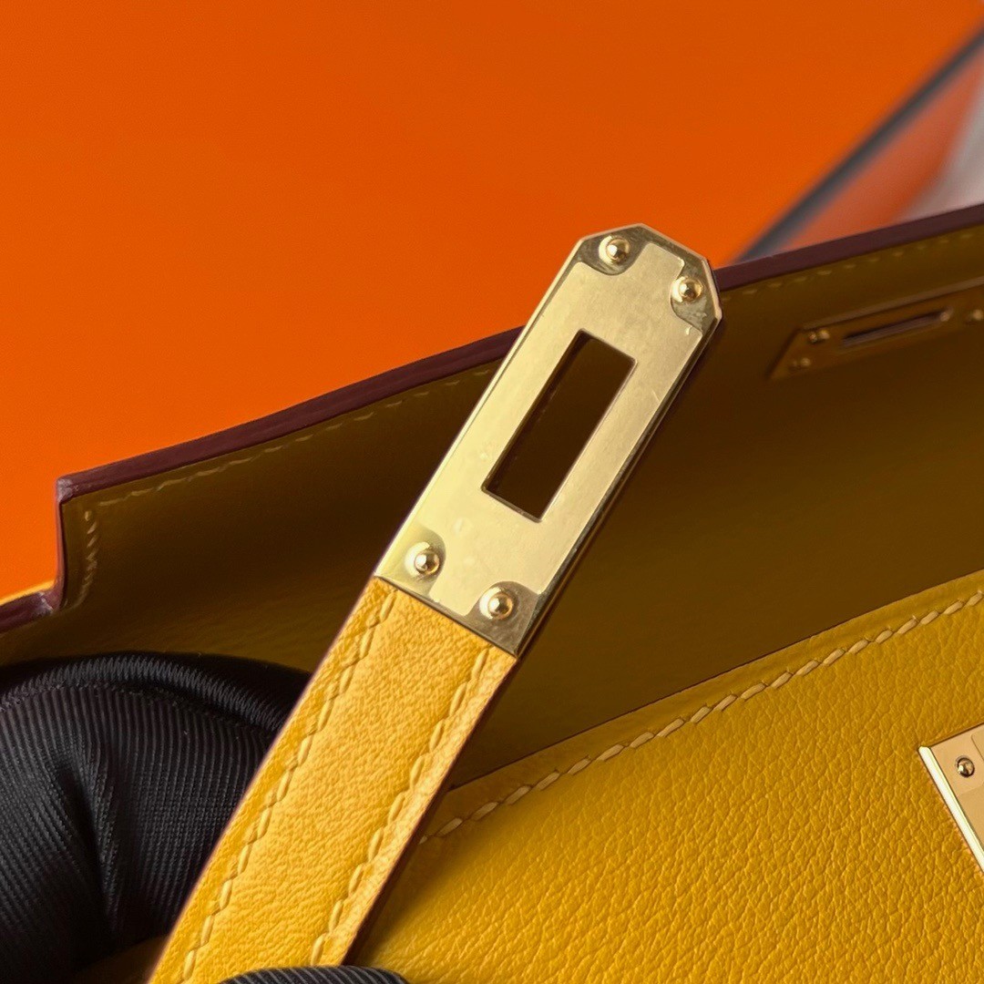 Hermes Kelly Pochette Handmade Bag In Jaune Ambre Swift Calfskin