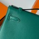 Hermes Kelly Pochette Handmade Bag In Malachite Swift Calfskin