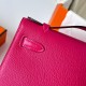 Hermes Kelly Pochette Handmade Bag In Rose Mexico Chevre Mysore Leather