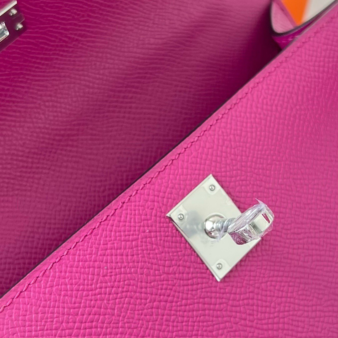 Hermes Kelly Pochette Handmade Bag In Rose Purple Epsom Calfskin