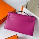 Hermes Kelly Pochette Handmade Bag In Rose Purple Epsom Calfskin