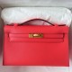 Hermes Kelly Pochette Handmade Bag In Rose Texas Epsom Calfskin