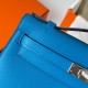 Hermes Kelly Pochette Handmade Bag In Blue Frida Swift Calfskin