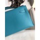 Hermes Kelly Pochette Handmade Bag In Blue du Nord Swift Calfskin