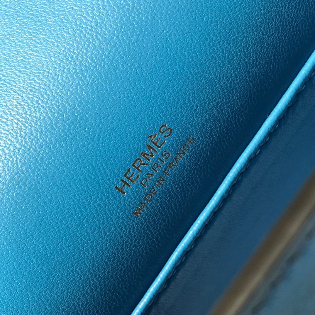 Hermes Kelly Pochette Handmade Bag In Blue du Nord Swift Calfskin