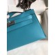 Hermes Kelly Pochette Handmade Bag In Blue du Nord Swift Calfskin