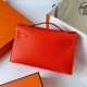 Hermes Kelly Pochette Handmade Bag In Rouge Piment Swift Calfskin