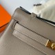 Hermes Kelly Pochette Handmade Bag In Taupe Swift Calfskin