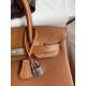 Hermes Touch Birkin 30 Bag in Gold Clemence and Matte Alligator Leather