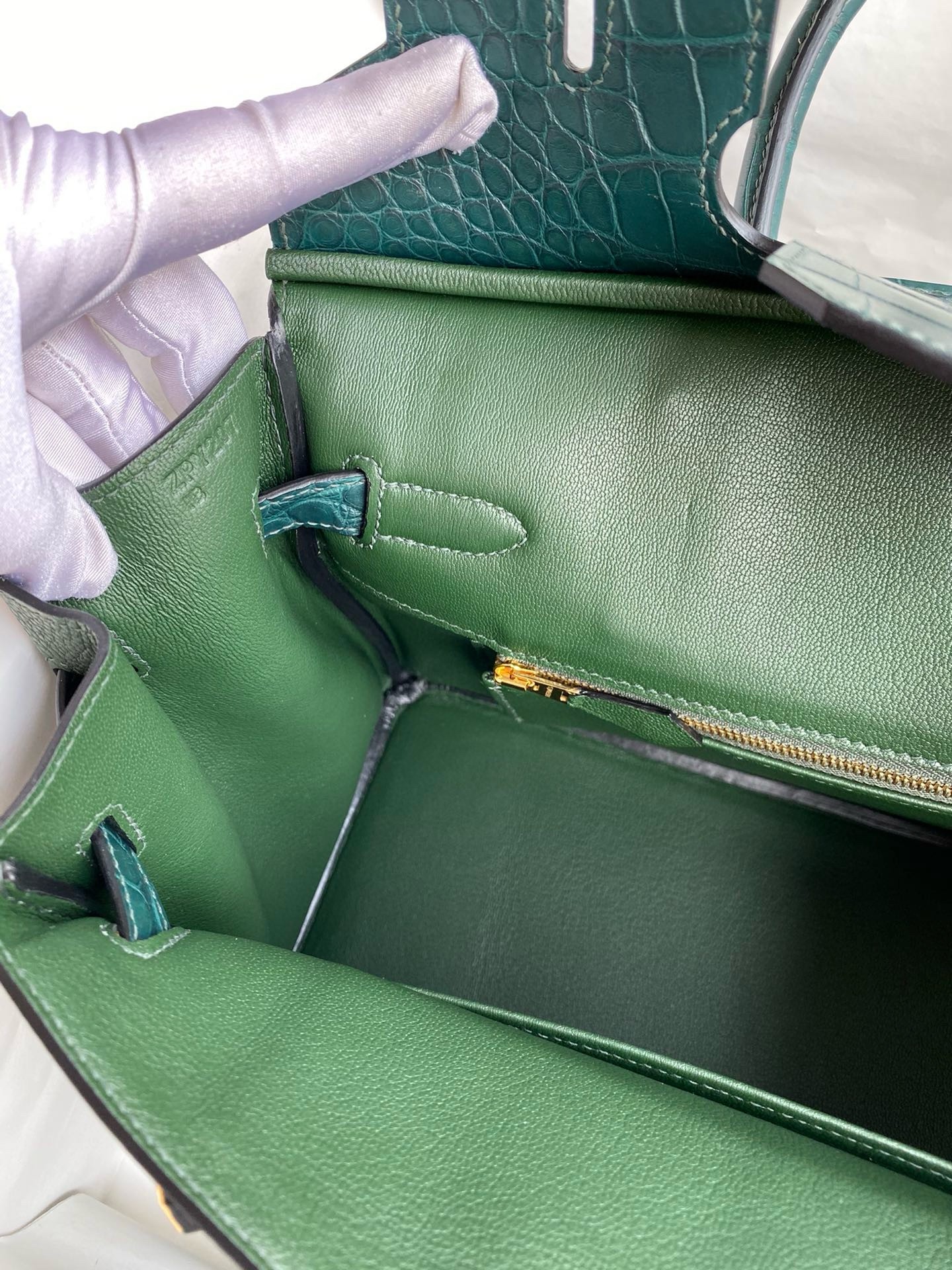 Hermes Touch Birkin 30 Bag in Green Clemence and Matte Alligator Leather