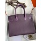 Hermes Touch Birkin 30 Bag in Raisin Clemence and Matte Alligator Leather