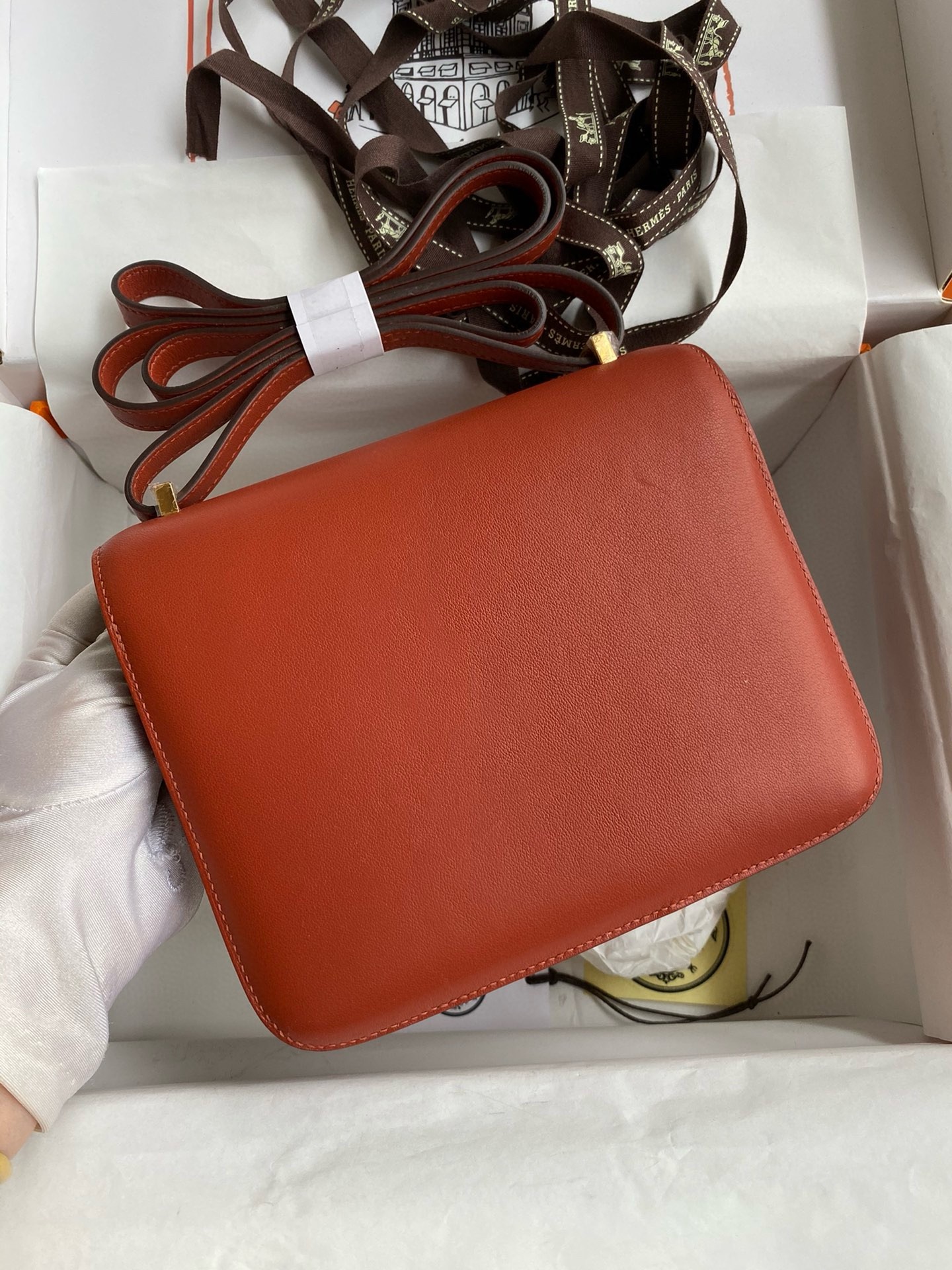 Hermes Constance 18 Handmade Bag In Sienna Swift Calfskin