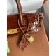 Hermes Touch Birkin 30 Bag In Gold Clemence and Shiny Niloticus Crocodile Skin