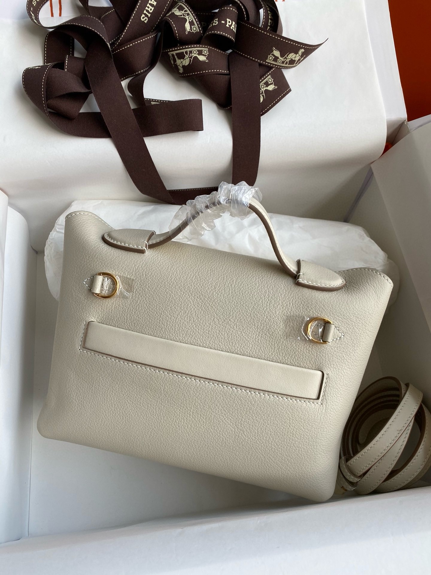 Hermes 24/24 Mini 21 Handmade Bag in Craie Evercolor Leather