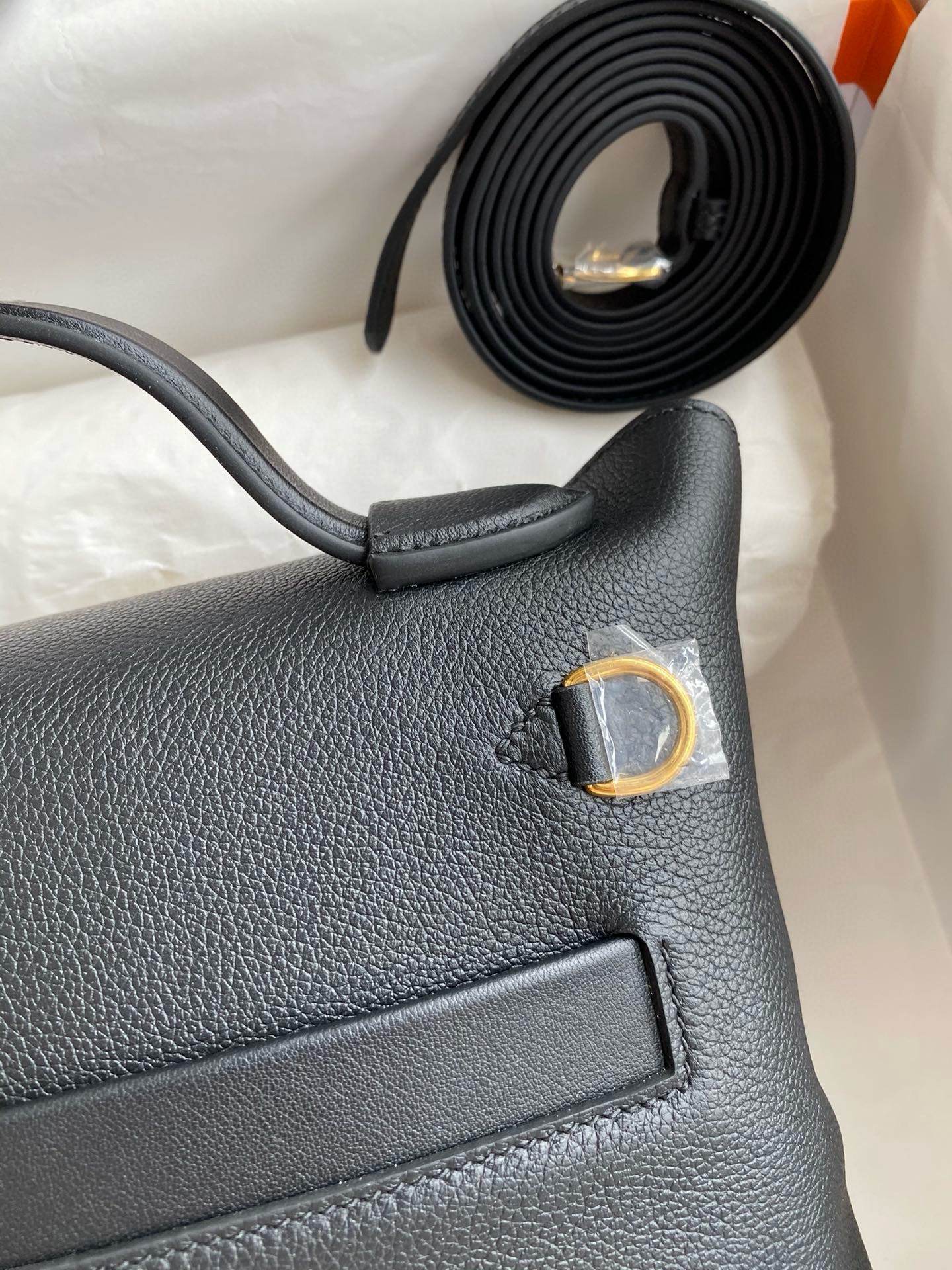 Hermes 24/24 Mini 21 Handmade Bag in Black Evercolor Leather