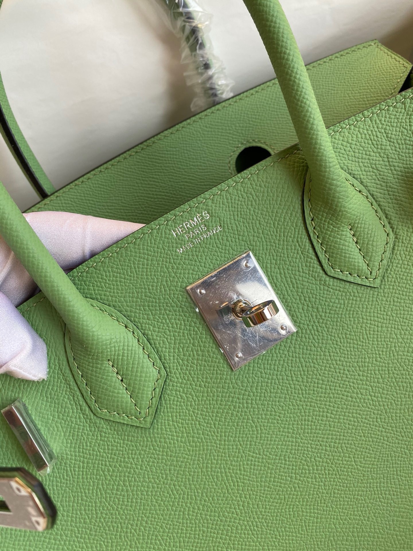 Hermes Birkin 30 Retourne Handmade Bag In Vert Cypres Epsom Calfskin