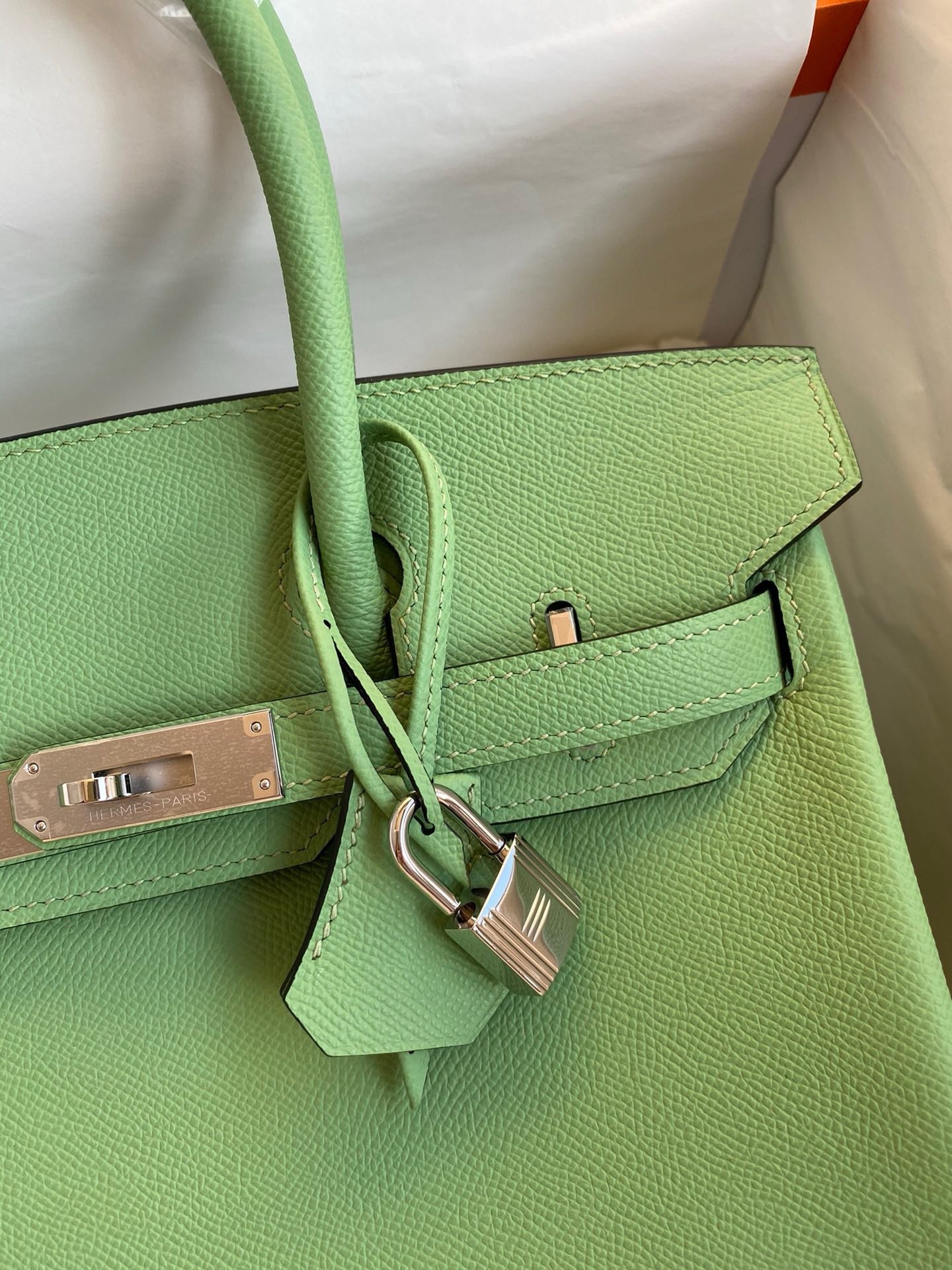 Hermes Birkin 30 Retourne Handmade Bag In Vert Cypres Epsom Calfskin