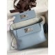 Hermes 24/24 Mini 21 Handmade Bag in Blue Lin Evercolor Leather