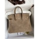 Hermes Birkin 25 Grizzly Bag in Taupe Veau Doblis and Swift Leather