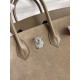 Hermes Birkin 25 Grizzly Bag in Taupe Veau Doblis and Swift Leather