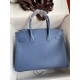 Hermes Birkin 30 Retourne Handmade Bag in Blue Agate Epsom Calfskin