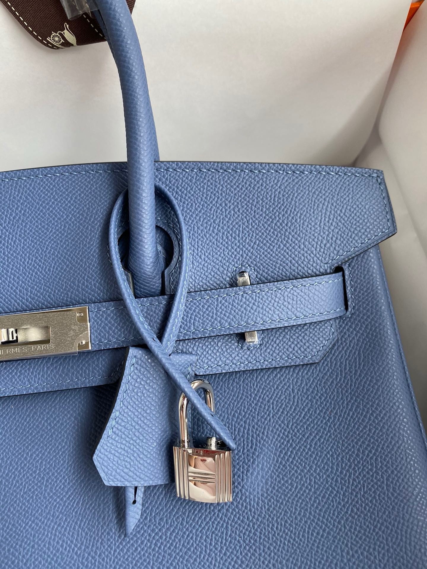 Hermes Birkin 30 Retourne Handmade Bag in Blue Agate Epsom Calfskin