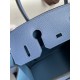 Hermes Birkin 30 Retourne Handmade Bag in Blue Agate Epsom Calfskin