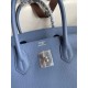 Hermes Birkin 30 Retourne Handmade Bag in Blue Agate Epsom Calfskin