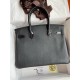 Hermes Touch Birkin 30 Bag In Black Clemence and Shiny Niloticus Crocodile Skin