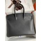 Hermes Birkin 35 Retourne Handmade Bag in Black Swift Leather