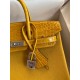 Hermes Touch Birkin 30 Bag In Yellow Clemence and Shiny Niloticus Crocodile Skin