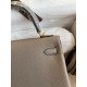 Hermes Kelly Retourne 25 Handmade Bag In Gris Meyer Clemence Leather