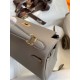 Hermes Kelly Retourne 25 Handmade Bag In Gris Meyer Clemence Leather