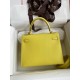 Hermes Kelly Sellier 28 Handmade Bag In Lime Epsom Calfskin