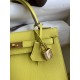 Hermes Kelly Sellier 28 Handmade Bag In Lime Epsom Calfskin